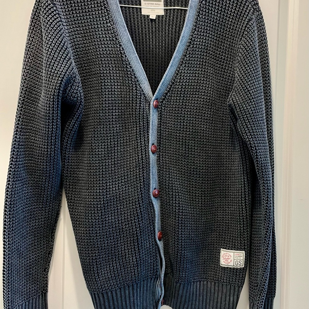 G-Star Men's Light Black and Blue Cardigan